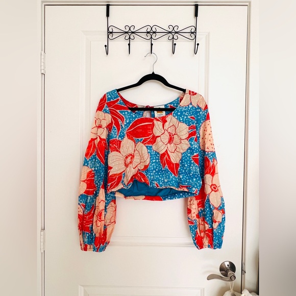 NWT Farm Rio x Anthropologie Puff-Sleeve Bubble Blouse - Picture 6 of 10